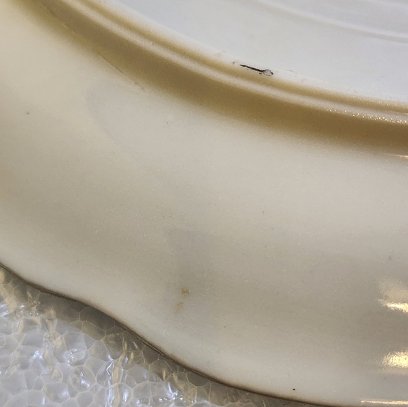 Hand Painted Silver Trimmed Scalloped Floral Vanity Trinket Candy Plate - Picture 7 of 15